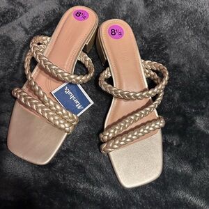 Gold rope flat sandals